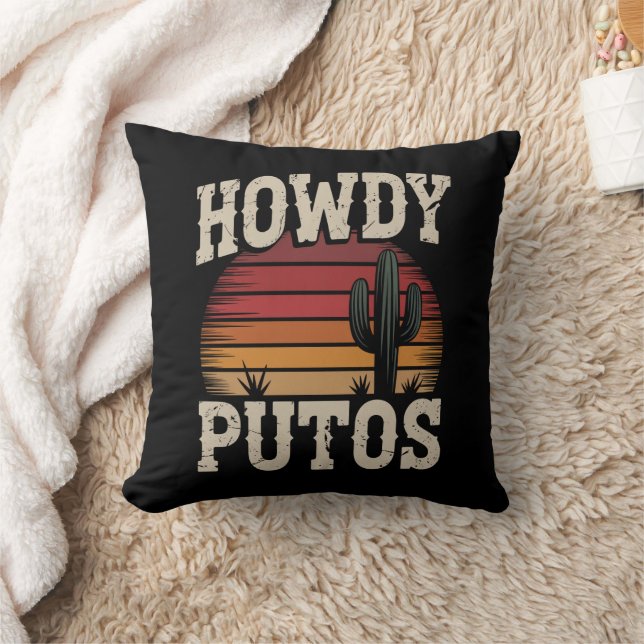 Coussin Salut Putos Cactus Drôle Rétro Vintage (Couverture)