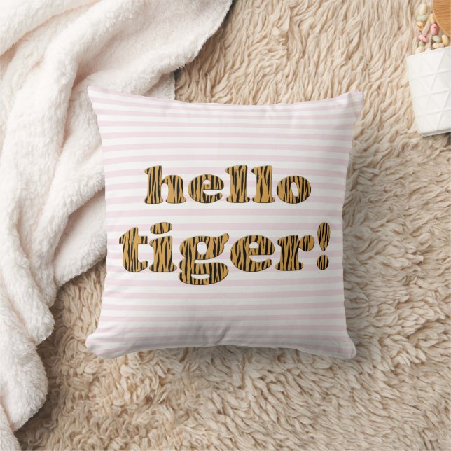 Coussin Salut Tiger ! Devis d'impression de tigre amusant (Couverture)