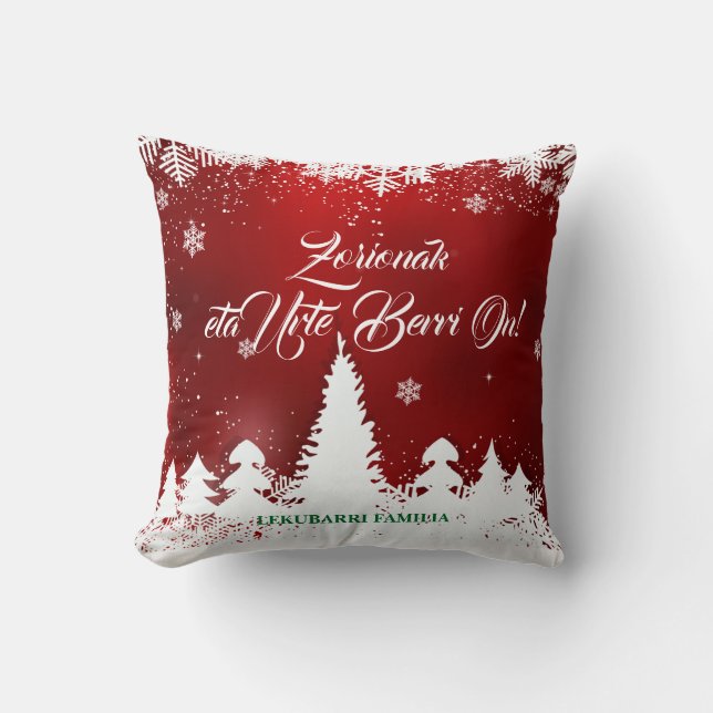 Coussin Salutation Navidad Basque Verte et Rouge : (Recto)