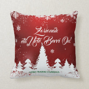 Coussin Salutation Navidad Basque Verte et Rouge :