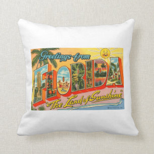 Coussin Salutations de la carte postale Vintage Floride