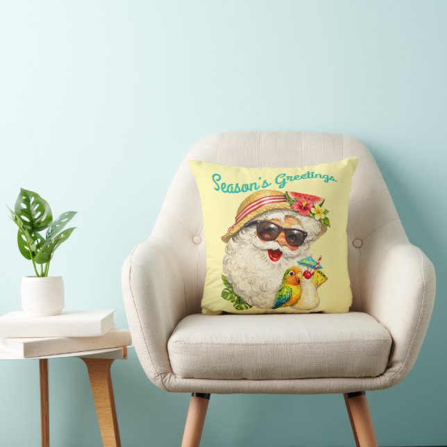 Coussin Salutations de la saison - Père Noël d'été (Chaise)