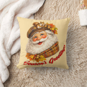 Coussin Salutations de saison - Père Noël d'automne