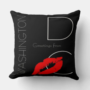 Coussin Salutations de Washington DC Red Lipstick Kiss