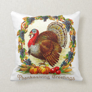 Coussin Salutations vintages de thanksgiving