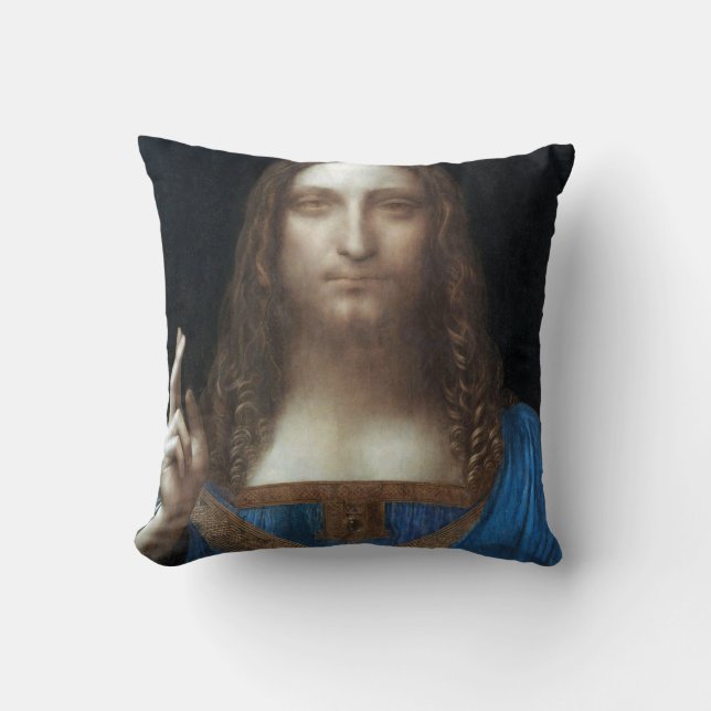 Coussin Salvator Mundi, Jésus Christ, Léonard de Vinci (Recto)