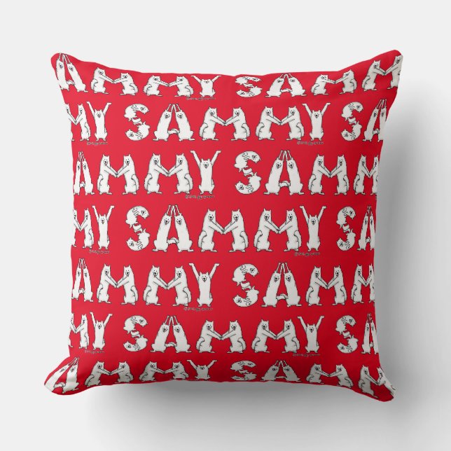 Coussin Sammy épelée en lettres Samoyed (Recto)