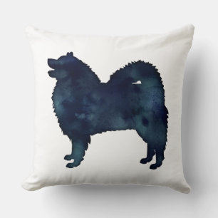 Coussin Samoyed Chien race Silhouette Noir Aquarelle
