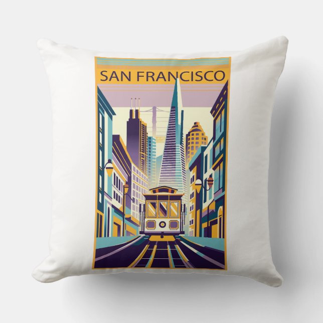 Coussin San Francisco California Art Déco (Recto)
