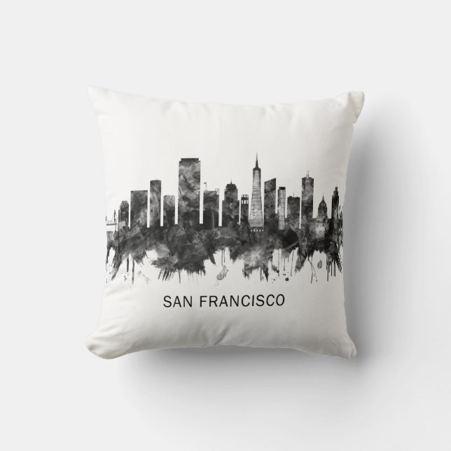 Coussin San Francisco California Skyline BW (Recto)