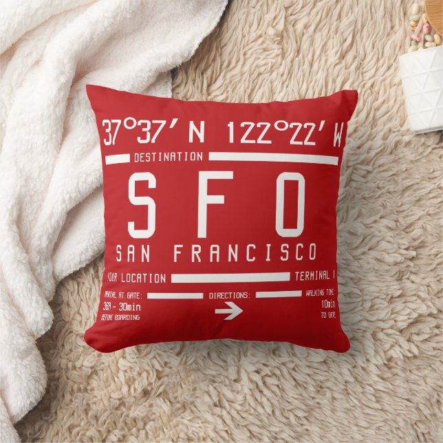 Coussin San Francisco International IATA Airport Code (Couverture)