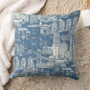 Coussin San Francisco toile denim cobalt