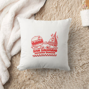 Coussin San Salvario Fassona Burger - Dessin Animé Rétro d