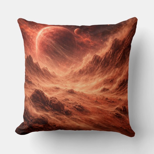 Coussin Sandstorm on Orange Planet (Recto)