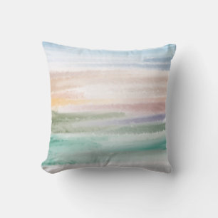 Coussin Sandy Beach Ocean Waves Coucher de soleil Couleur