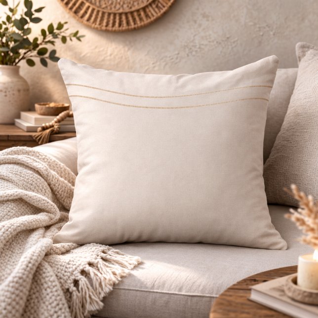Coussin Sandy Champagne Waves Throw Pillow (Sandy gray with champagne ripples for refined coastal living spaces)