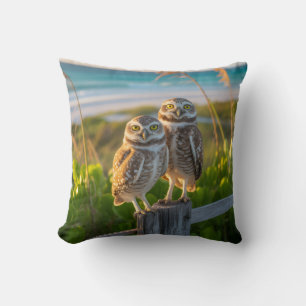 Coussin Sanibel Island Florida couple de chouette bractée