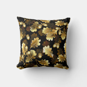 Coussin Sans couture avec des branches de chêne doré sur f