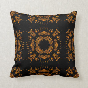 Coussin Sans couture floral de cuivre noir et jaune