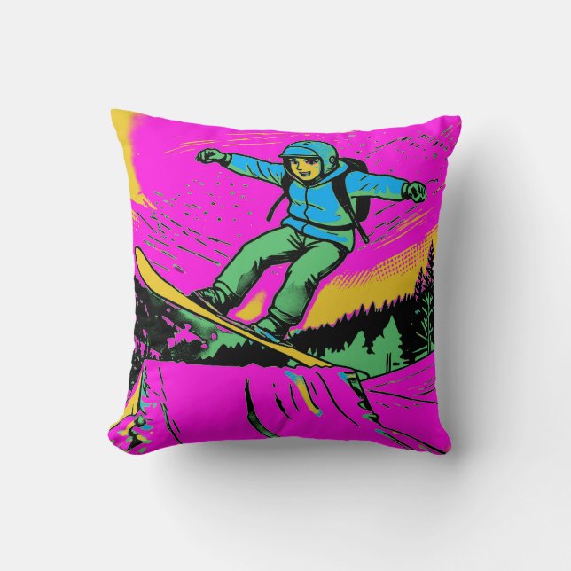Coussin Sans peur - Snowboardeur (Recto)