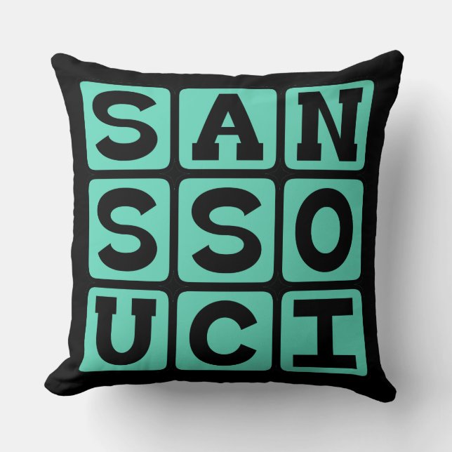 Coussin Sans Souci, Pas de soucis Phrase latine (Recto)