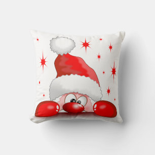 Coussin Santa Cartoon Cute Peeking Character © BluedarkArt