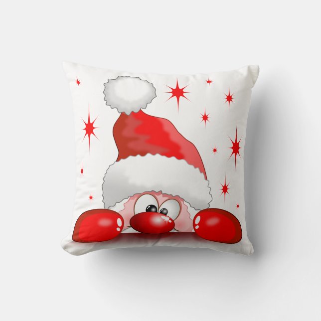 Coussin Santa Cartoon Cute Peeking Character © BluedarkArt (Recto)