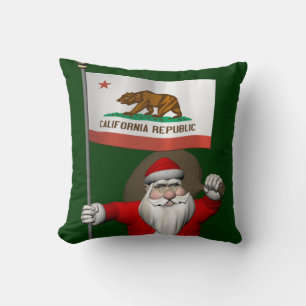 Coussin Santa Claus Avec L'Enseigne De Californie