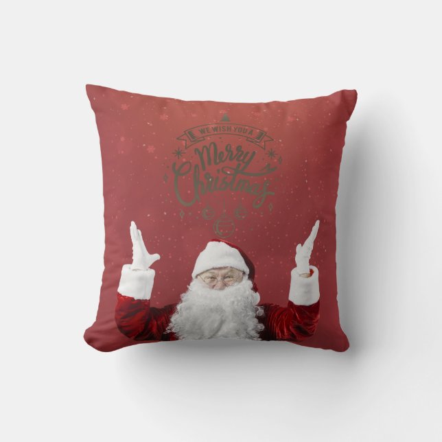 Coussin Santa Claus, Flammes de neige, Rouge (Recto)