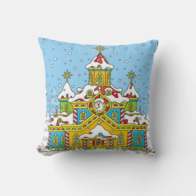 Coussin Santa Claus maisons, claus, maison, hiver, gel, gr (Recto)