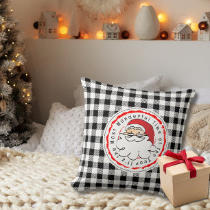Coussin Santa Dessin Animé Plaid De Buffalo Campagne Noir