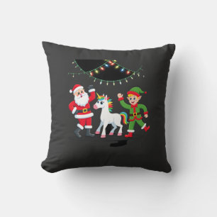 Coussin Santa en elfes licorne qui dabbe Noël enfants garç