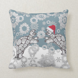Coussin Santa Hat, Tortues et flocons de neige Noël d'hiv