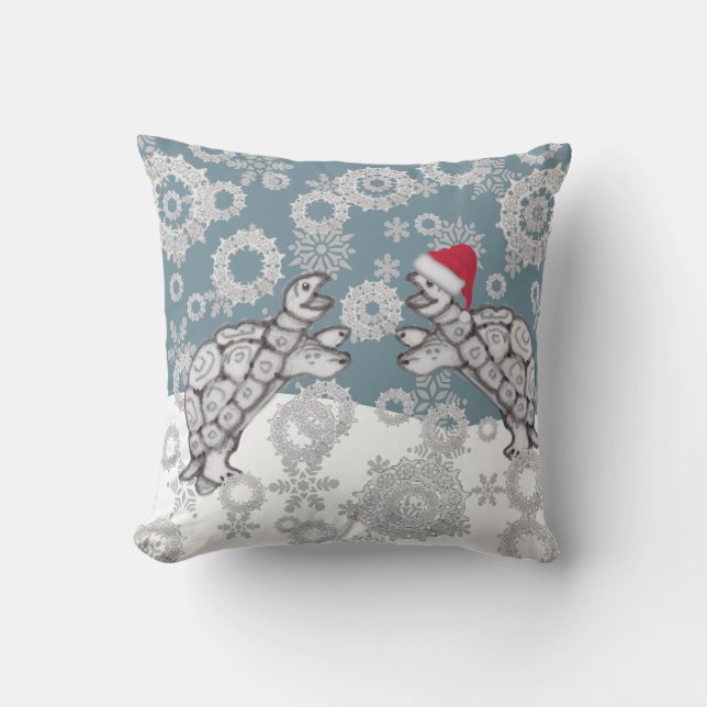 Coussin Santa Hat, Tortues et flocons de neige Noël d'hive (Recto)