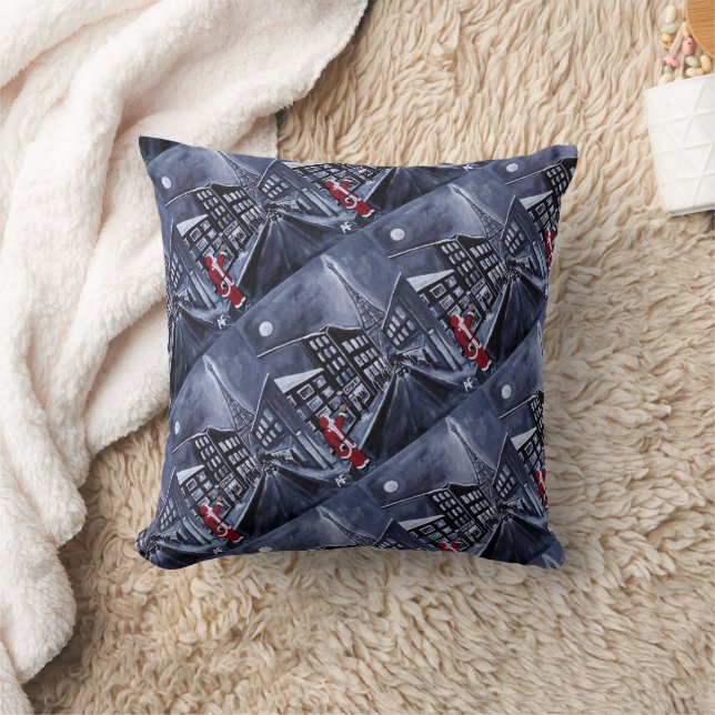 Coussin Santa in Paris Painting by Alfred Fox (Couverture)