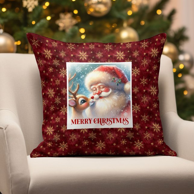 Coussin Santa Rudolph Joyful Xmas Pillow Classic Christmas (Santa Rudolph Joyful Xmas Pillow Classic Christmas)