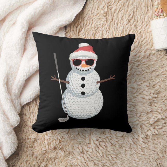 Coussin Santa Snowman Golf Ball Christmas Golfer Gift  (Couverture)