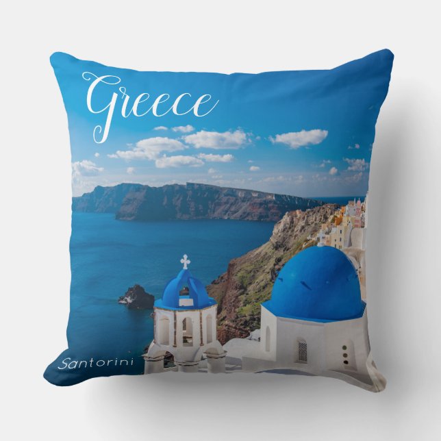 Coussin Santorin Grèce Décor Scénique  (Recto)