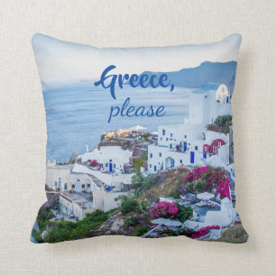 Coussin Santorin / Grèce S'il vous plaît / Personnalisé