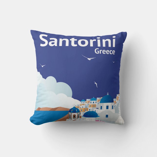Coussin Santorini Grèce (Recto)