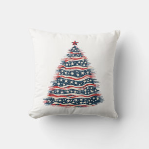 Coussin Sapin de Noël avec drapeau américain patriotique