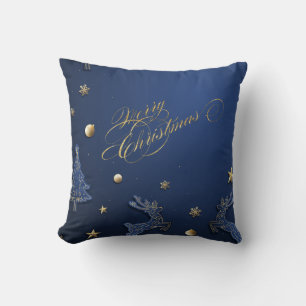 Coussin Sapin de Noël bleu élégant, Renne