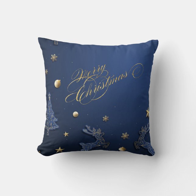 Coussin Sapin de Noël bleu élégant, Renne  (Recto)