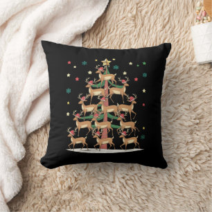 Coussin Sapin de Noël Cerf Drôle de Vacances Renne Mignon 