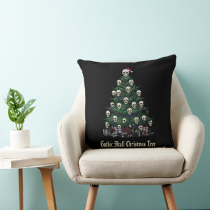 Coussin Sapin de Noël Crâne Gothique Alternative Effraya