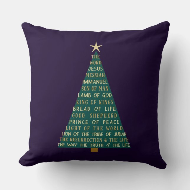 Coussin Sapin de Noël des Noms de Jésus (Recto)