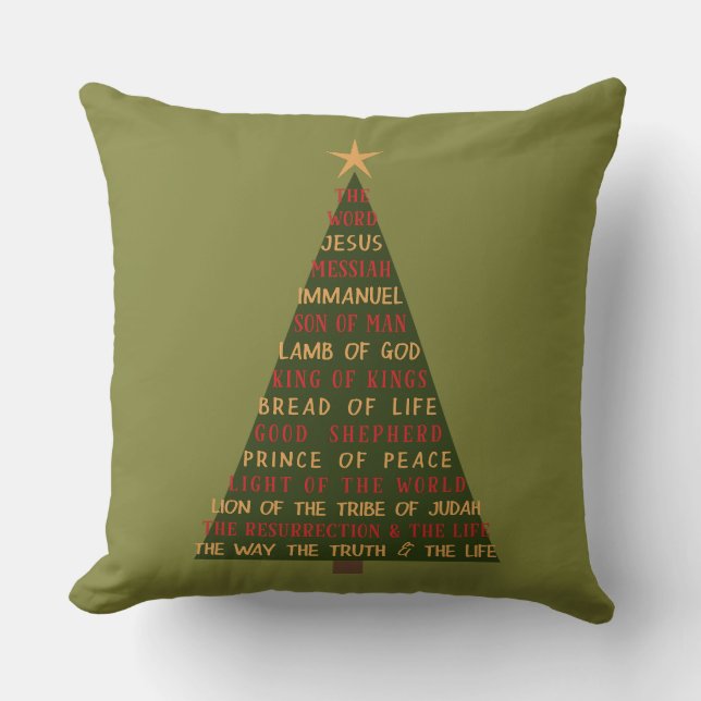 Coussin Sapin de Noël des Noms de Jésus (Recto)