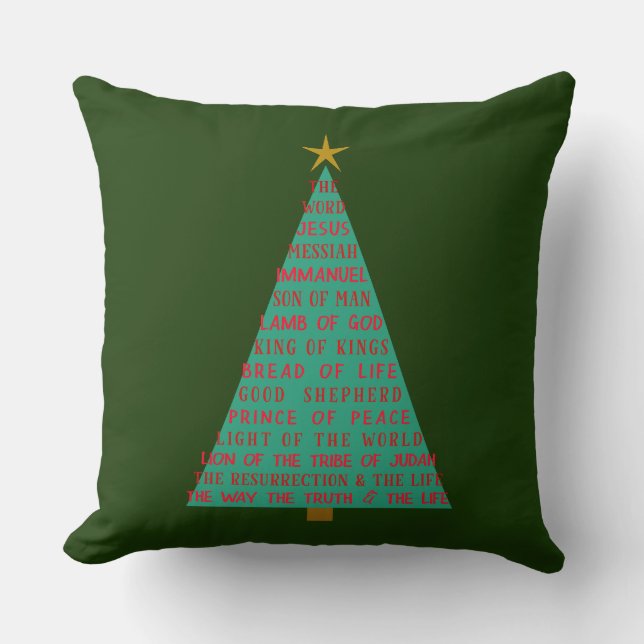 Coussin Sapin de Noël des Noms de Jésus (Recto)