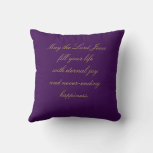 Coussin Sapin de Noël doré scintillant sur fond violet de