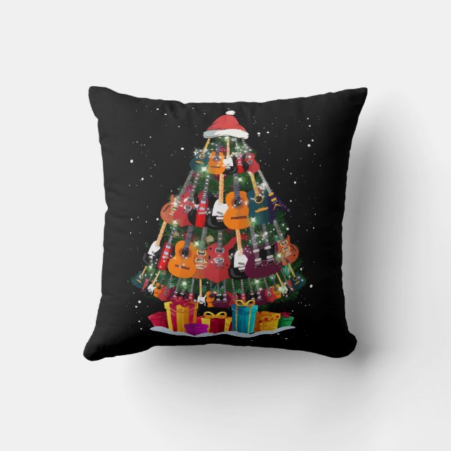 Coussin Sapin de Noël drôle en guitare  (Verso)